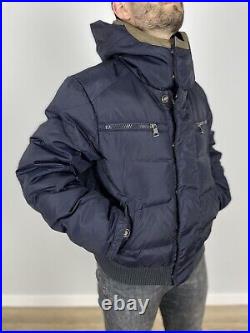 Men's Vintage MONCLER Garment Bomber Jacket 4 L-XL Blue Brown Rare Patch Logo