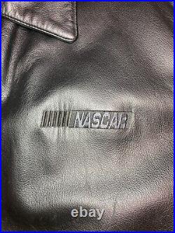 NASCAR Genuine Leather Bomber Jacket Men XL Embroidered Logo Gear For Sports