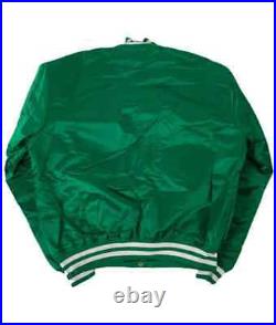 NBA Men's Boston Celtics Starter Premium Satin Green Varsity Bomber Jacket