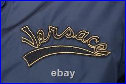 NEW Versace Men's Blue Nylon Chest Logo Hooded Bomber Jacket 40 50 Large