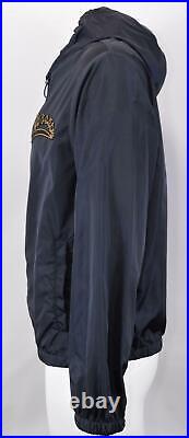 NEW Versace Men's Blue Nylon Chest Logo Hooded Bomber Jacket 40 50 Large