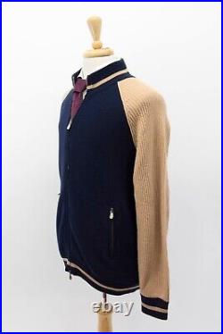 NWT $5500 Brunello Cucinelli Men Cashmere Blend Knit Bomber Jacket 50/ 40US A242