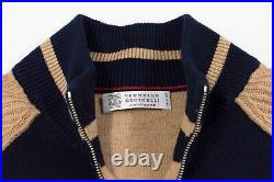 NWT $5500 Brunello Cucinelli Men Cashmere Blend Knit Bomber Jacket 50/ 40US A242