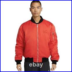 Nike Air Bomber Satin Puffer Jacket Men's Size M Picante Red Flight Aviator NWT