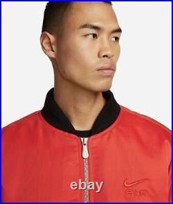 Nike Air Bomber Satin Puffer Jacket Men's Size M Picante Red Flight Aviator NWT