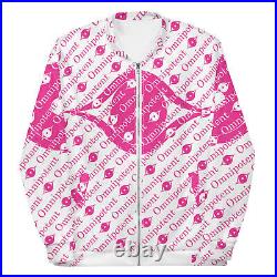 Omnipotent Bomber Jacket Full Print Eyes within Eyes Text Logo White Red/Pink