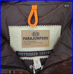 Parajumpers Josh Men's Brown Distressed Leather Pilot Bomber Jacket Size S RARE