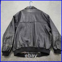 PellePelle Jacket Mens 56 Black Leather heavyweight Spell Out Logo Bomber Casual
