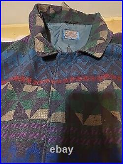 Pendelton Rare Vtg Wool Coat Aztec Southwest 70s 80s Colorful Navajo Jacket XL