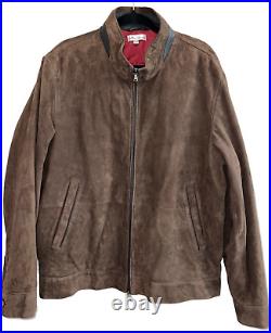 Peter Millar Men's Large Bomber Jacket Lambskin Leather Suede Quilted Lining Bro