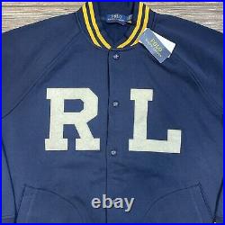 Polo Ralph Lauren Varsity Baseball Sweat Jacket Bomber Navy Size XL NWT