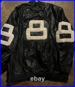 RARE VINTAGE 8 BALL Leather BOMBER JACKET STICHED Xxl Rare 90s Y2K Zip Up