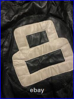RARE VINTAGE 8 BALL Leather BOMBER JACKET STICHED Xxl Rare 90s Y2K Zip Up