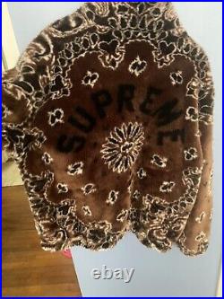 SUPREME BANDANA FAUX FUR BOMBER JACKET BROWN Size L SS21