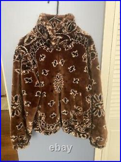 SUPREME BANDANA FAUX FUR BOMBER JACKET BROWN Size L SS21