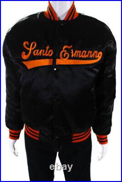 Santo Ermanno Men's Logo Bomber Varsity Jacket Black Size L