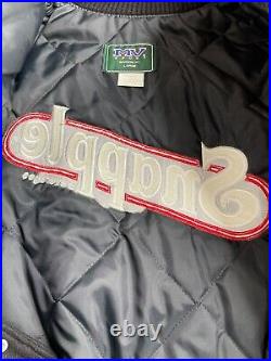 Snapple Beverages Black Wool & Leather Bomber Jacket Embroidered Logo Size L
