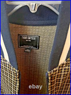 Todd Snyder Varsity Bomber Jacket Men Houndstooth Pine Cone Outter Wear Full Zip