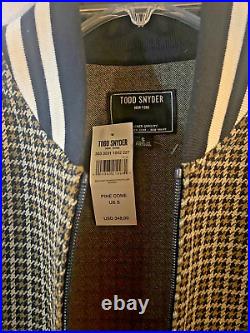 Todd Snyder Varsity Bomber Jacket Men Houndstooth Pine Cone Outter Wear Full Zip