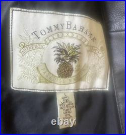 Tommy Bahama Jacket Black Leather Full Zip Bomber (Large) -Excellent Condition