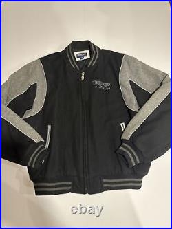 Triumph Motorcycles Bomber Varsity Jacket Mens Medium Embroidered Big Logo Wool