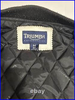 Triumph Motorcycles Bomber Varsity Jacket Mens Medium Embroidered Big Logo Wool