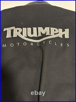 Triumph Motorcycles Bomber Varsity Jacket Mens Medium Embroidered Big Logo Wool