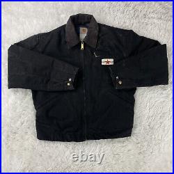 VINTAGE Carhartt Jacket Mens 40 Black J01 Quilt Lined Duck Heavyweight Work Men