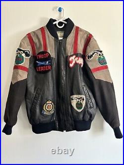 VTG 80s World Of Troop Cobra Club Suede Bomber Jacket Size Large LL Cool J