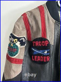 VTG 80s World Of Troop Cobra Club Suede Bomber Jacket Size Large LL Cool J