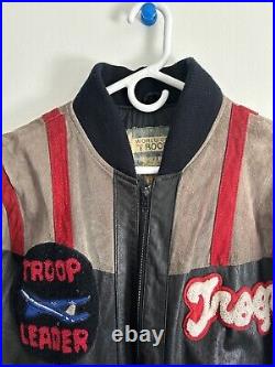 VTG 80s World Of Troop Cobra Club Suede Bomber Jacket Size Large LL Cool J