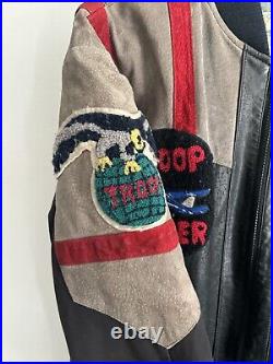 VTG 80s World Of Troop Cobra Club Suede Bomber Jacket Size Large LL Cool J