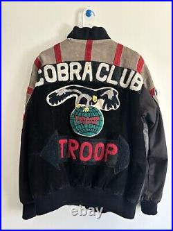 VTG 80s World Of Troop Cobra Club Suede Bomber Jacket Size Large LL Cool J