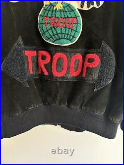 VTG 80s World Of Troop Cobra Club Suede Bomber Jacket Size Large LL Cool J