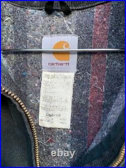 VTG Carhartt Black Mens J01 BLK Detroit Jacket Blanket Lined SZ 48 Made in USA