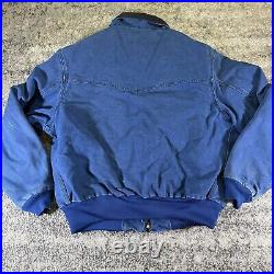 VTG Carhartt Jacket Men's XL Regular Santa Fe Quilt Lined Blue Canvas J14 BLU