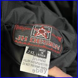 VTG JH Design Jeff Hamilton MLB Patch Logo Black on Black Wool Bomber Jacket 2XL