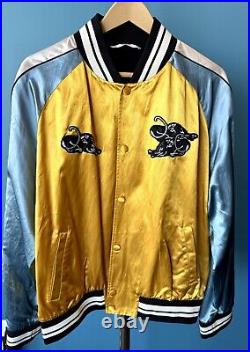 Valentino Size 52 Varsity Bomber Jacket, Panther, Yellow, Blue, Black, Very Rare