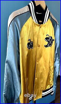 Valentino Size 52 Varsity Bomber Jacket, Panther, Yellow, Blue, Black, Very Rare