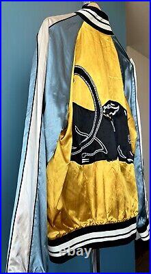 Valentino Size 52 Varsity Bomber Jacket, Panther, Yellow, Blue, Black, Very Rare