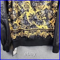 Versace Jeans Couture Baroque Logo Bomber Jacket Men's S Black/Gold Full Zip