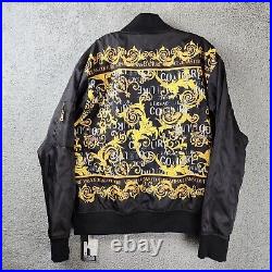 Versace Jeans Couture Baroque Print Bomber Jacket Men's 54 Black Multi Full-zip