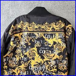 Versace Jeans Couture Baroque Print Bomber Jacket Men's 54 Black Multi Full-zip