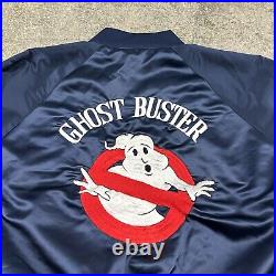 Vintage 1980s Ghost Busters Movie Promo Blue Satin Bomber Jacket Size Large Rare