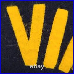 Vintage 70s West-Virginia Bomber Jacket XL Wool Blue Yellow Arch-Logo