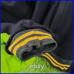 Vintage 70s West-Virginia Bomber Jacket XL Wool Blue Yellow Arch-Logo