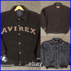 Vintage 90s AVIREX Reversible Quilted Wool Bomber Jacket Size 2XL Streetwear NYC