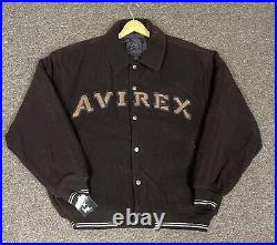 Vintage 90s AVIREX Reversible Quilted Wool Bomber Jacket Size 2XL Streetwear NYC