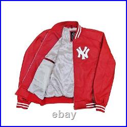 Vintage 90s Letterman Varsity Jacket Supreme Real Leather Yankees Bomber Jacket