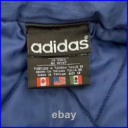 Vintage Adidas Men's Bomber Jacket Size M Quilted Trefoil Big Logo 100% Nylon